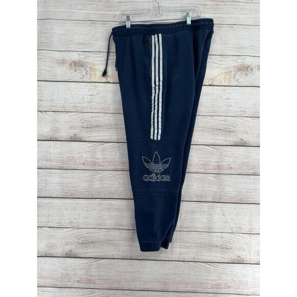 Adidas Originals Embroidered Trefoil Jogger Sweatpants Mens Large Blue White - Picture 4 of 13
